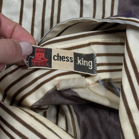 RARE! Vintage 70s 80s Chess King Striped Button Down Shirt Sz L - Picture 14 of 15